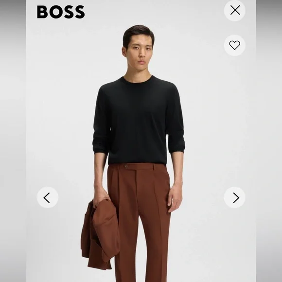 BOSS Slim Fit Black Merino Wool Crewneck Sweater - S - Picture 2 of 16